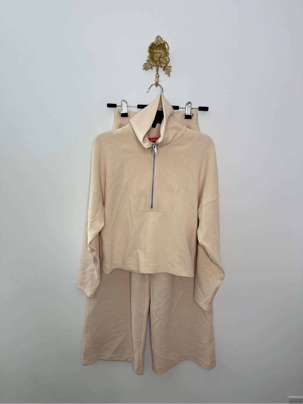 SPANX AirEssentials® French Rib Half Zip and Wide Leg Pants XS